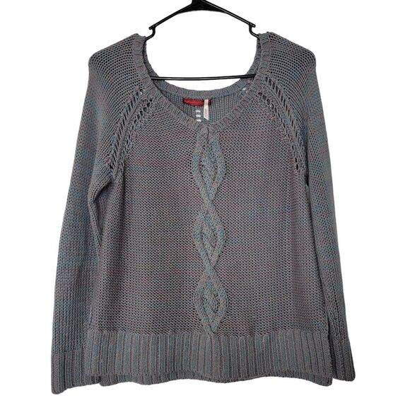 Left On Houston by Anthropologie Gray Teal Cozy Chunky Knit Sweater Size XS - Picture 1 of 6